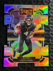 2023 Panini Select - Concourse Zay Flowers #8 Silver Prizm Die-Cut (RC) Ravens - Picture 1 of 2