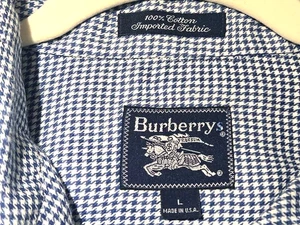 Burberry London Navy & White Houndstooth Button Up Long Sleeve Shirt Men’s L - Bild 1 von 9