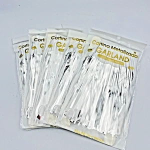 Ghirlanda frangia lamina metallica Tinsel frangia ghirlanda parete 5 confezioni 10 piedi ciascuna - Foto 1 di 1