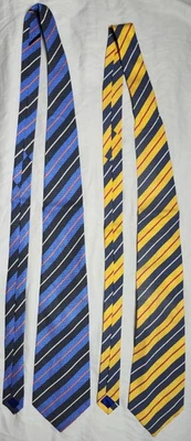 Lot of 2  Claiborne Ties 100% Silk Gold Blue Striped Design Made in USA - Image 1 of 4