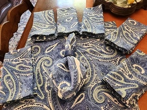 Juego de 8 Servilletas April Cornell 16" Azul Verde Paisley Algodón Boho French Country - Imagen 1 de 7