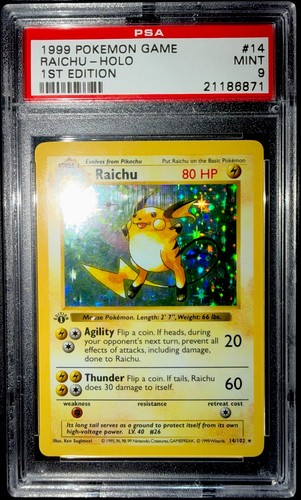 1999 POKEMON BASE SET SHADOWLESS #14 RAICHU-HOLO PSA 4 | eBay