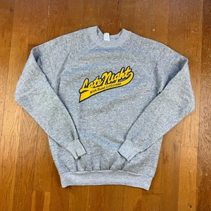 Vintage Late Night With David Letterman 80s Grey Raglan Sweatshirt Size Medium - Bild 1 von 3