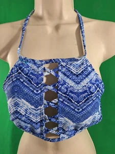 OVP Damenmode trennt Bademode Top - Größe Medium (7-9) - blau mit weiß - Bild 1 von 10