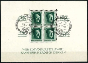 GERMANY 1936 Minisheet - Hitler - 25 Rpf - einschliesslich - kulturspende - USED - Picture 1 of 2