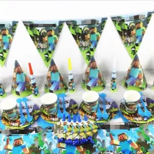 Fornitura festa usa e getta bambini decorazione compleanno tazze di carta piastra cappello striscione - Foto 1 di 37
