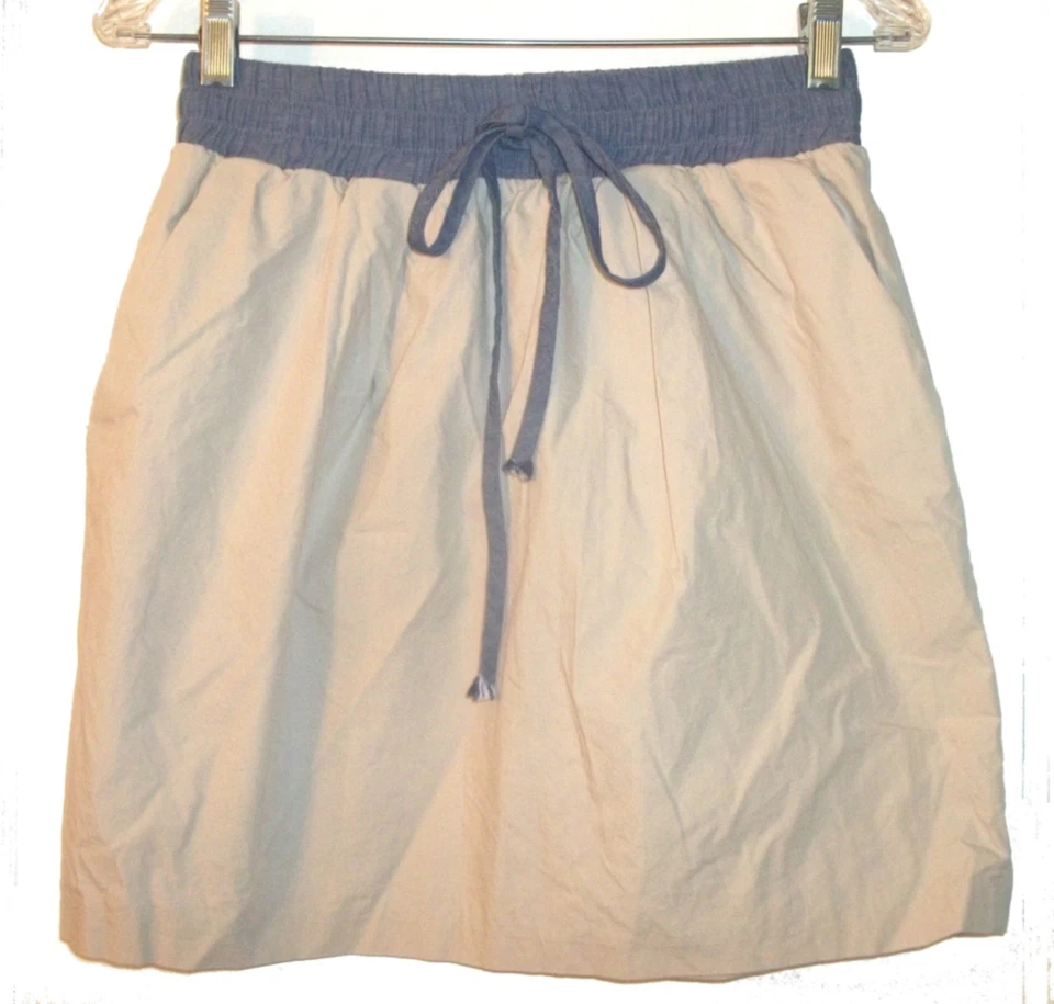 Love21 Falda Algodón Beige con Jean Azul Denim-como Cordón Cintura Talla L Foto 1 de 4