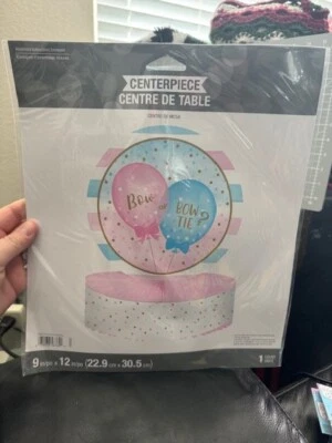 Bow or Bow Tie Gender Reveal 9"x12" Party Supply Table Centerpiece New!!!! - Image 1 of 2