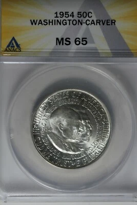1954 .50  ANACS  MS 65  WASHINGTON-CARVER   Classic Commemorative Coins  - Image 1 of 2