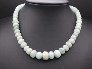 GOLDJUNGE69 * GJH DESIGN DAMEN EDELSTEIN HALSKETTE  AQUAMARIN FACETT RONDELL NEU - Bild 1 von 2