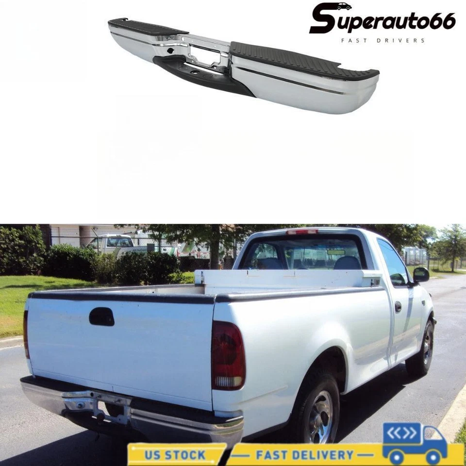 Fits 1997-2004 Ford F-150 F150 1999 F-250 F250 Chrome Rear Bumper Assembly Foto 1 de 4