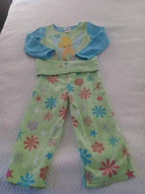  Disney  Tinker Bell Fairy Green Lime   2 Pc.  Fleece Pajama Set Size 4 - Image 1 of 3