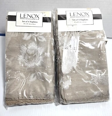 Lenox Gabrielle Servilleta Lino Med Beige 19X19 PATRÓN GABRIELLE 2 PAQUETES DE 4 CADA UNO Foto 1 de 2