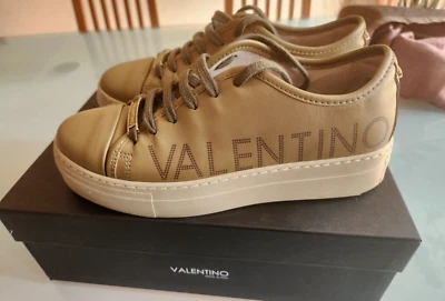 Valentino Mujer Dalia Oliva Zapatos Tenis Cuero Real Con Cordones, Talla 9, Italia Foto 1 de 4