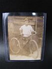 Early Photo Young Boy In Roller Skates With His Bicycle