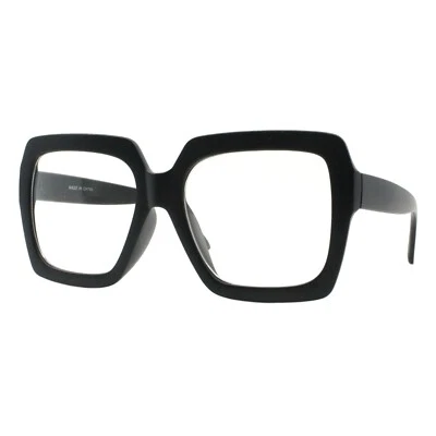 SUPER Oversized XL Big Wide Square Frame Clear Lens Glasses UV 400 - Image 1 of 3