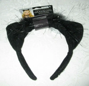 14+ Women's Cat Ears Headband Black Plush  - Picture 1 of 3