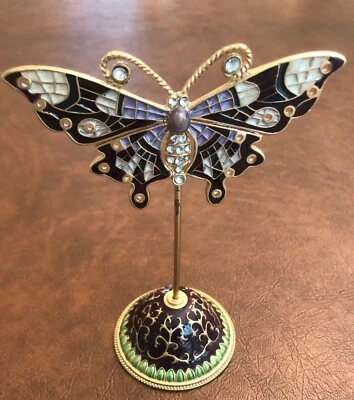 Эмаль и стразы бабочка серьги держатель темно-бордовый фиолетовый зеленый - Изображение 1 из 4