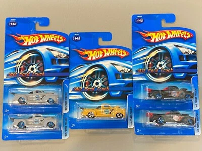 Lote de 5 Hot Wheels '40 Ford Truck tarjeta azul #'s 142 amarillo negro con radios azules Foto 1 de 4