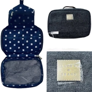 NEW Lucky Brand Toiletries Travel Case Outer Black Gray Inner Blue Hanger - Picture 1 of 12