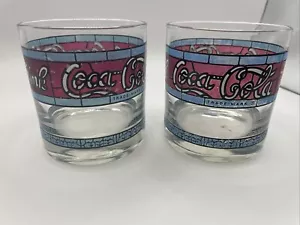 COCA-COLA COKE Juego De 2 Vintage Estilo Tiffany Bar Cóctel Vidrio Corto Bola Baja - Imagen 1 de 8