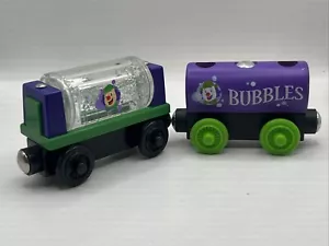 Thomas & Friends Wooden Train SUDSY TANKER & BUBBLES CARGO Slot/Build EUC RARE - Picture 1 of 8