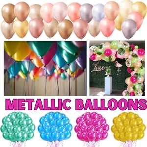 10-50 Metallic Balloons Latex Chrome Helium ballons Wedding Birthday Party UK - Picture 1 of 18