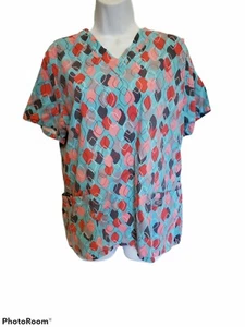 Scrub Zone Womens Scrub Top Large Medical Vet - Picture 1 of 10