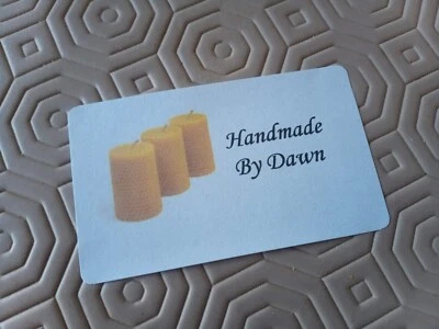Hand Made By - Beeswax Candles Personalised Craft Labels Stickers 21 Per Sheet - Image 1 of 4