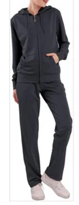 Women 2 Piece Jogging Set Bottom Hooded Track Suit New Medium Color Charcoal - Picture 1 of 1