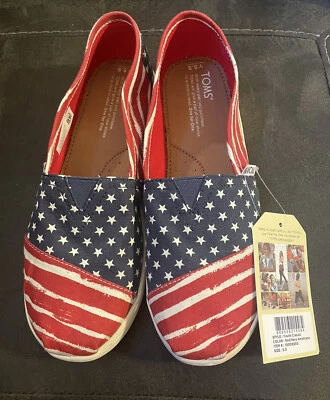 Zapatos sin cordones Big Kid Toms American Flag rojo blanco azul 5,5 años jóvenes nuevos con etiquetas americana Foto 1 de 4