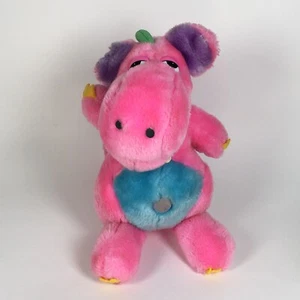 Vintage Dinosnores rosa Dinosaurier Plüsch mit Rassel mehrfarbig 10 Zoll - Bild 1 von 6