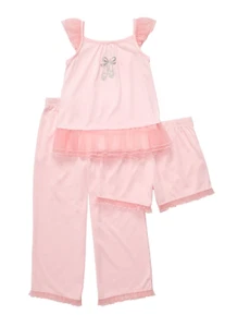 Carter's Kids 3-Piece PJs Pajamas Sleep Set Short Pink Ballet Dancer Sz 14 Girls - Picture 1 of 1
