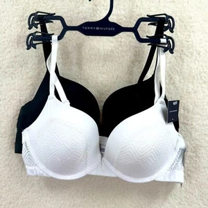 Tommy Hilfiger Black and White Full lightly lined lace Bra 2 Pack NWT - Picture 1 of 9
