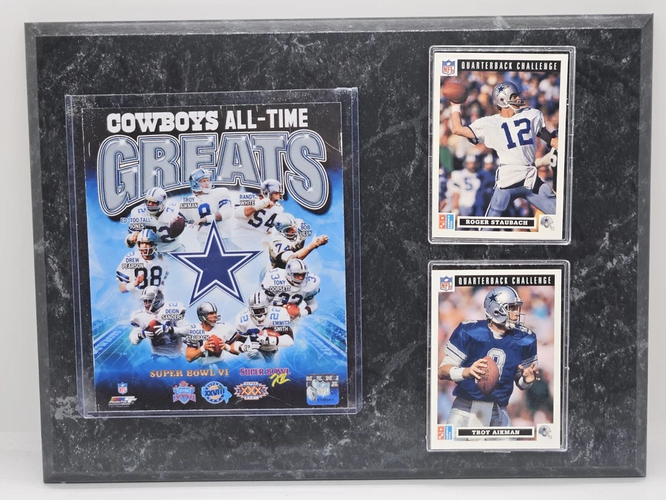 DALLAS COWBOYS GRANDES DEL JUEGO ROGER STAUBACH TROY AIKMAN PLACA DEPORTIVA #1 Foto 1 de 1