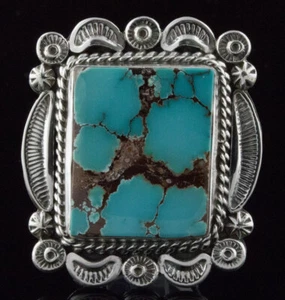 8.5 - High Grade Natural Royston Turquoise Ring By Navajo Artist Ella M. Linkin - Bild 1 von 4