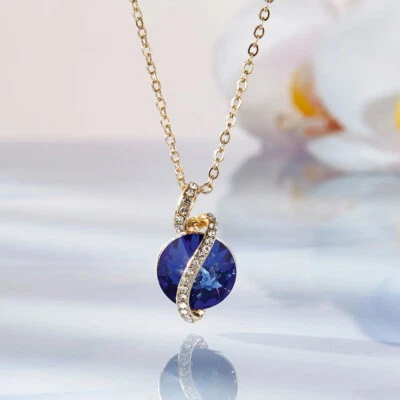 Halskette mit Anhänger "Ozeania" Kristall vergoldet 999er Gold Box Kette 42 cm - Bild 1 von 4