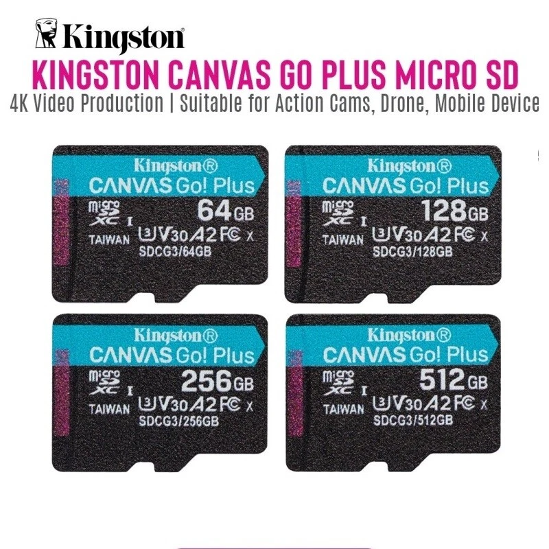 Kingston Canvas Go Plus 64GB 128GB 256GB 512GB microSD Card Flash Memory Card A2 - Image 1 of 1
