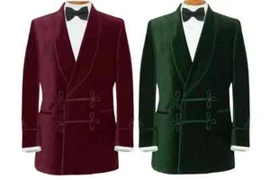 Cena - Chaqueta de Cena Esmoquin de Terciopelo para Hombre Abrigo Retro para Fumar Formal Ajuste a Medida - Imagen 1 de 19