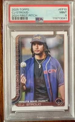 C.J. Stroud 2025 Topps 1st Pitch PSA 9 Astros Texans - Image 1 of 3