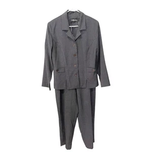 Vintage Sag Harbor Womens Size 16 Pant Suit 2 Pc with Blazer Career Wear Gray - Picture 1 of 18