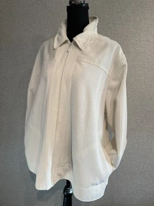 Chaqueta de pana Alfred Dunner talla 20W para mujer blanco roto cremallera completa - Imagen 1 de 6