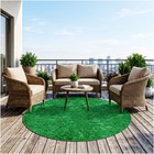 Koeckritz Economy Turf Green Pasture Round Rug - Indoor/Outdoor Use
