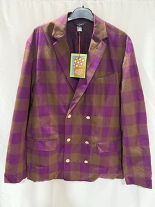 Houston White x Target karierter zweireihiger Blazer lila braun Herren 2XL - Bild 1 von 11