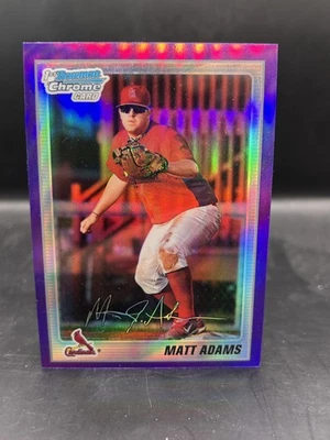 2010 Bowman #BCP14 Мэтт Адамс Chrome Prospects Фиолетовые Рефракторы #/999 - Изображение 1 из 2