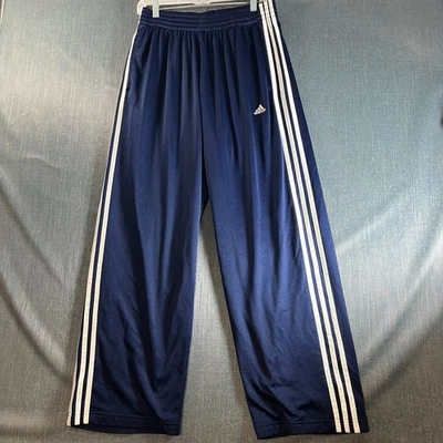 Pantalones de chándal Adidas para hombre talla L azul blanco 3 rayas malla calentamiento atlético relajado Foto 1 de 4