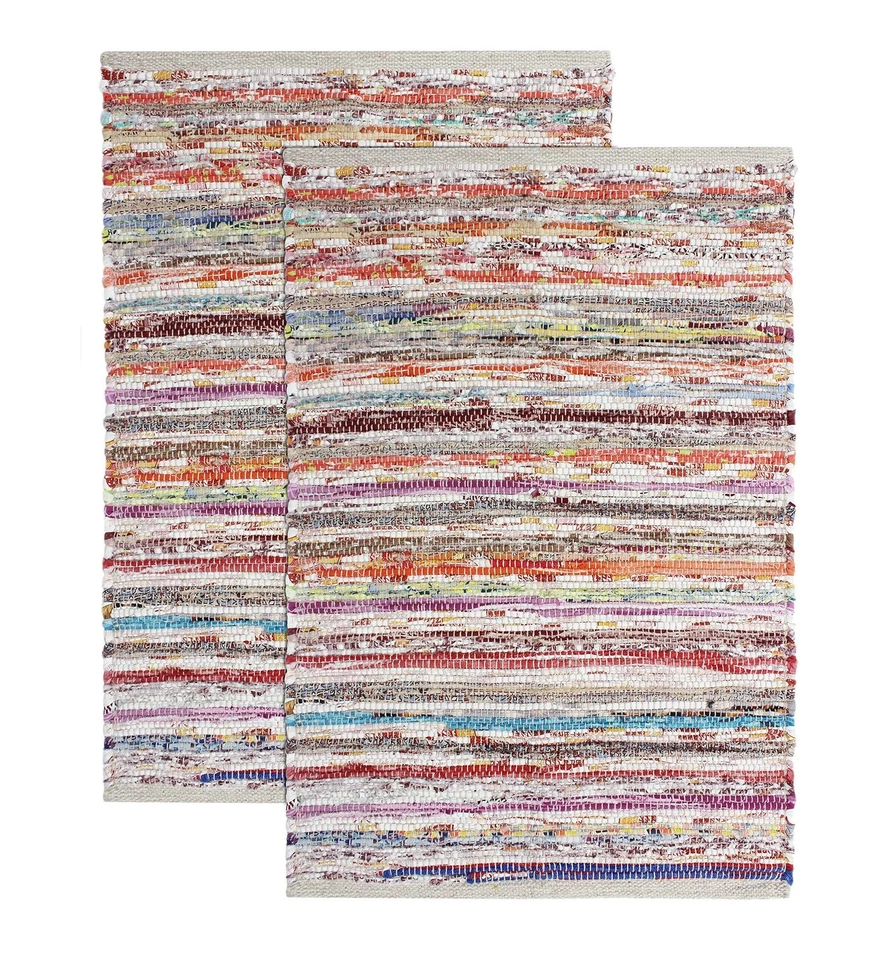 COTTON CRAFT Cotton Chindi Rag Rug - 2 Pack - Boho 2 Pack Multi Color