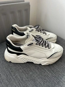 Dolce & Gabbana CS1791 AX589 Daymaster White Black Leather Sneakers Size 6 D&G - Picture 1 of 8