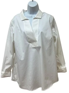 Talbots Cotton Blend White No Iron Tunic Blouse Size 18 NEW - Picture 1 of 8