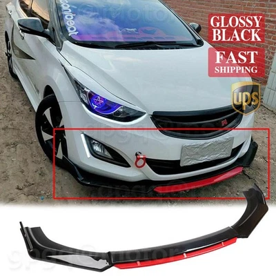 Gloss Black For Hyundai Elantra 10-16 JDM Front Bumper Lip Splitter Chin Spoiler - Image 1 of 4